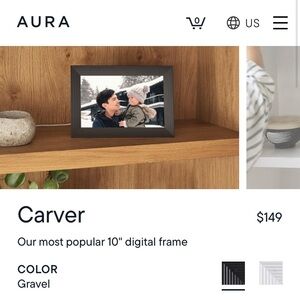 New in box, never used Aura Frame Carver digital photo frame.